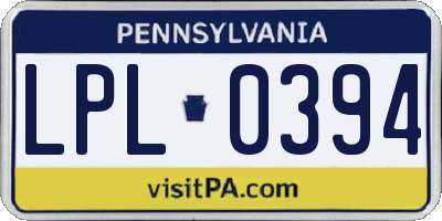 PA license plate LPL0394