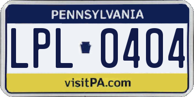 PA license plate LPL0404