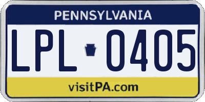 PA license plate LPL0405