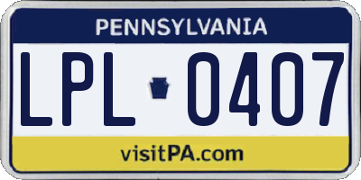 PA license plate LPL0407