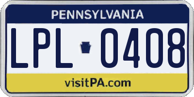 PA license plate LPL0408
