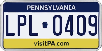 PA license plate LPL0409