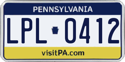 PA license plate LPL0412