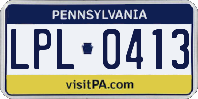 PA license plate LPL0413