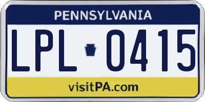 PA license plate LPL0415