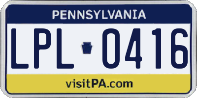 PA license plate LPL0416