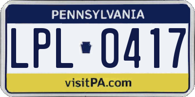 PA license plate LPL0417