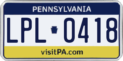 PA license plate LPL0418
