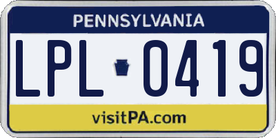 PA license plate LPL0419