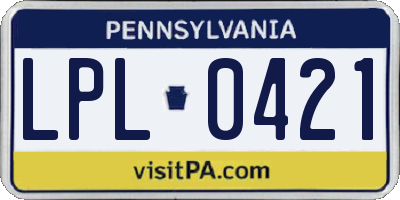 PA license plate LPL0421