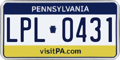 PA license plate LPL0431