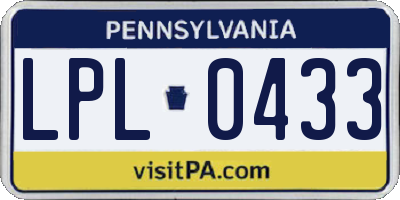 PA license plate LPL0433