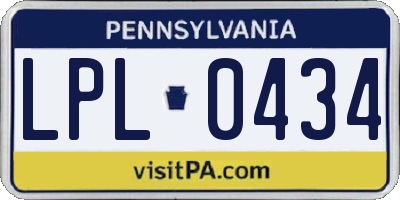 PA license plate LPL0434