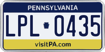 PA license plate LPL0435