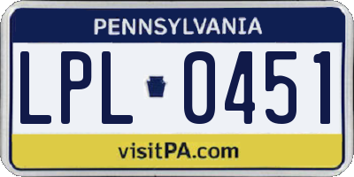 PA license plate LPL0451