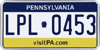 PA license plate LPL0453