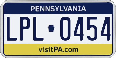 PA license plate LPL0454