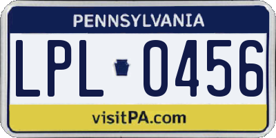 PA license plate LPL0456