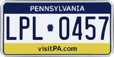 PA license plate LPL0457