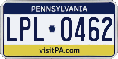 PA license plate LPL0462