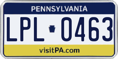 PA license plate LPL0463