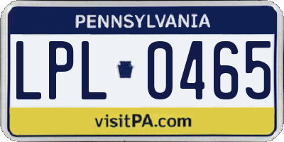 PA license plate LPL0465