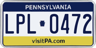 PA license plate LPL0472