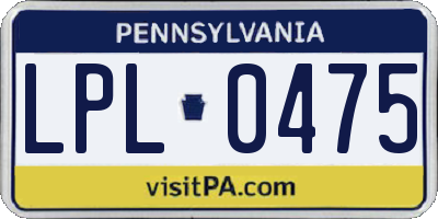 PA license plate LPL0475