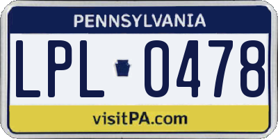 PA license plate LPL0478