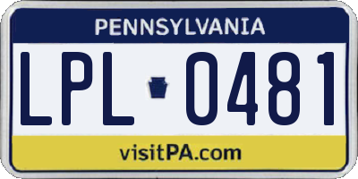 PA license plate LPL0481