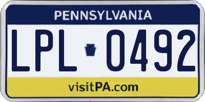 PA license plate LPL0492