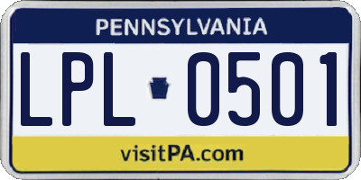 PA license plate LPL0501