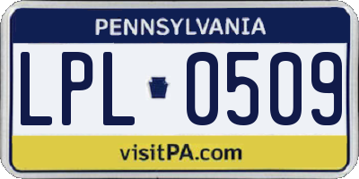 PA license plate LPL0509