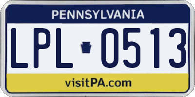 PA license plate LPL0513