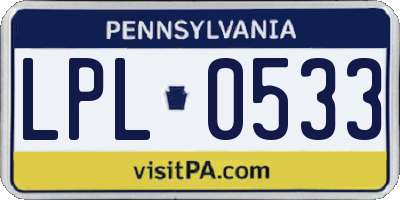 PA license plate LPL0533