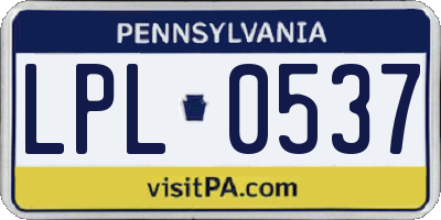 PA license plate LPL0537