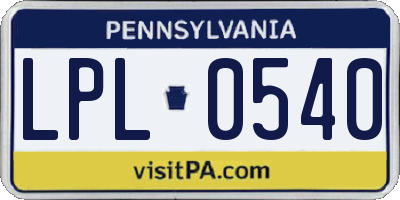 PA license plate LPL0540