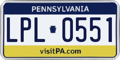 PA license plate LPL0551