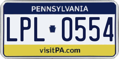 PA license plate LPL0554