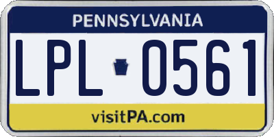 PA license plate LPL0561