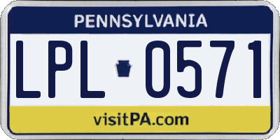 PA license plate LPL0571