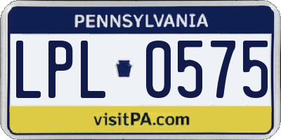 PA license plate LPL0575