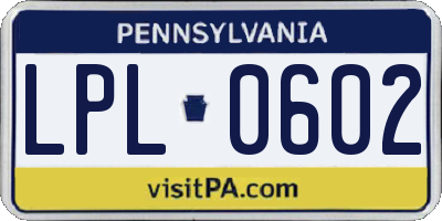 PA license plate LPL0602