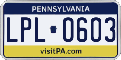 PA license plate LPL0603