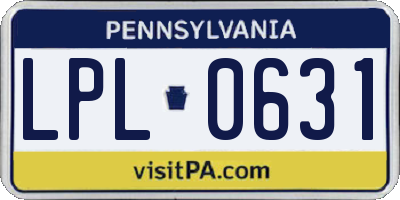 PA license plate LPL0631