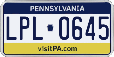PA license plate LPL0645