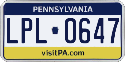 PA license plate LPL0647