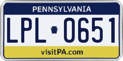 PA license plate LPL0651