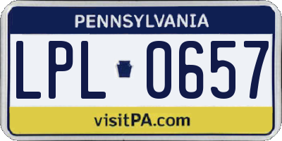 PA license plate LPL0657