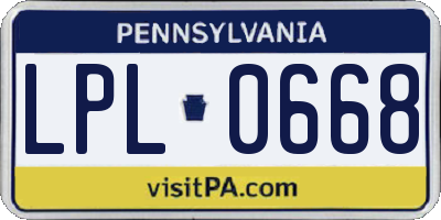 PA license plate LPL0668